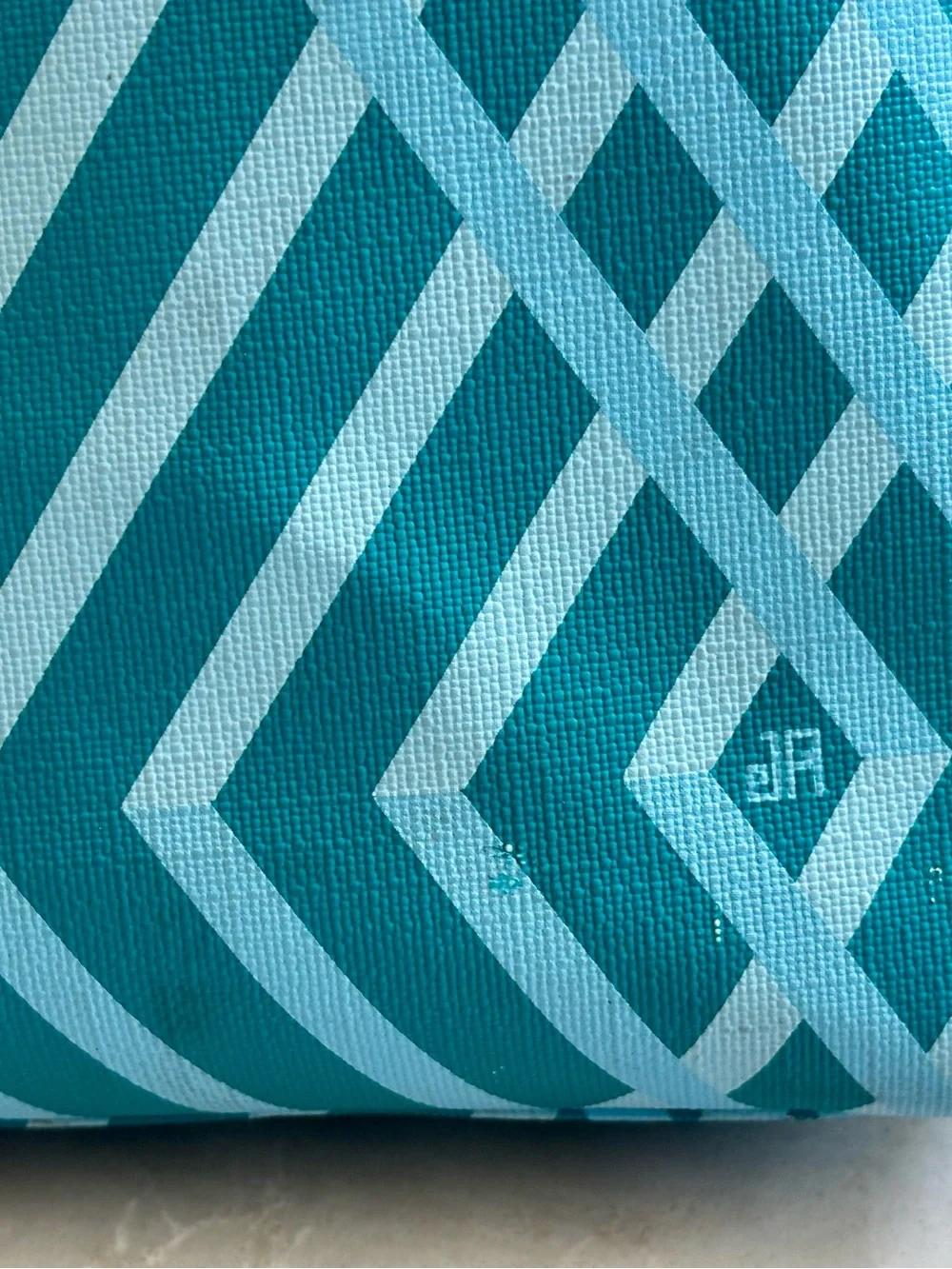 Jonathan Adler Teal Geometric Print Zip Top Tote Shoulder Bag